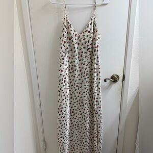 New Day Floral White Maxi Satin Dress